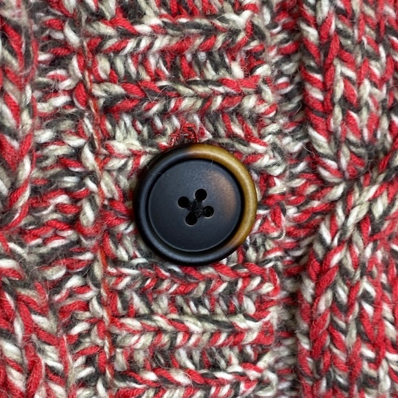 American Eagle Cardigan Sweater Cable Knit Button-Down Wool Blend Red Size L/XL - Picture 6 of 10